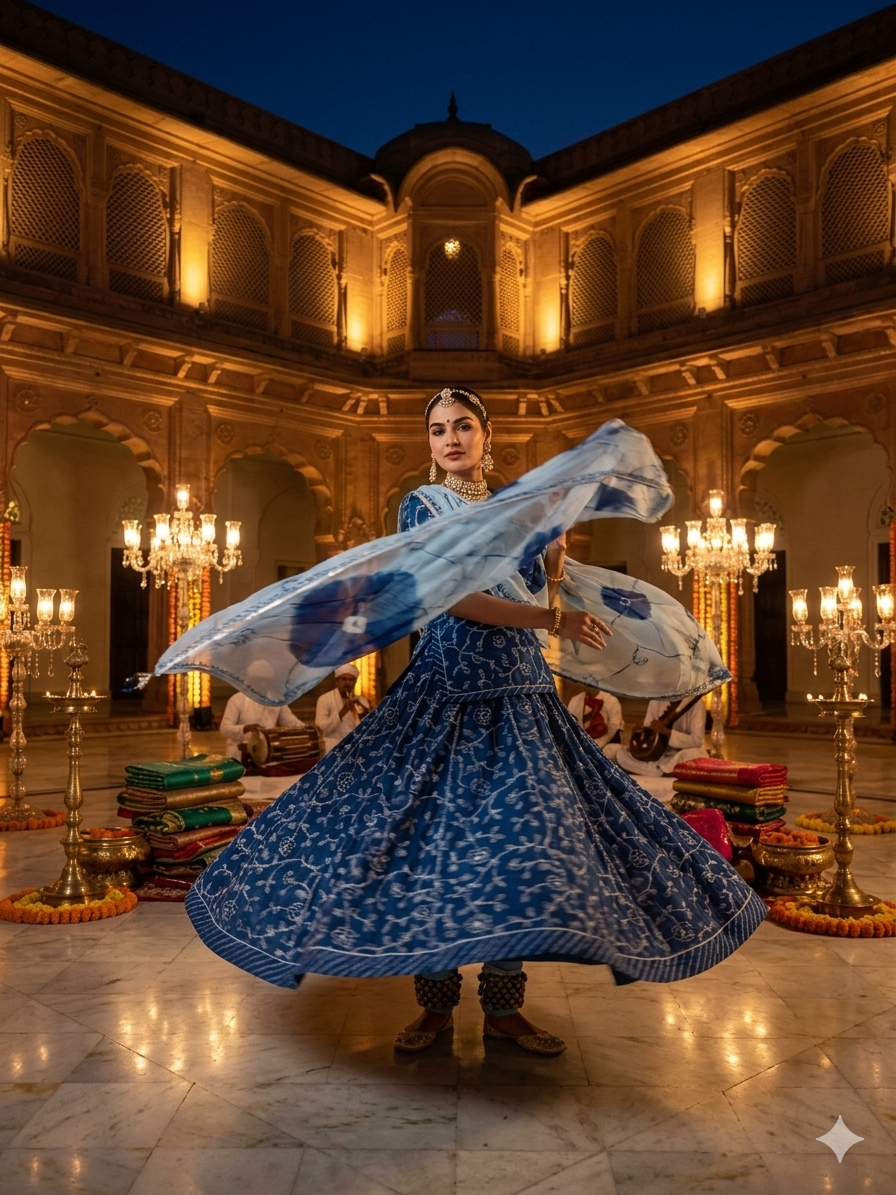 ROYAL BLUE RESHAM SILK POSHAK