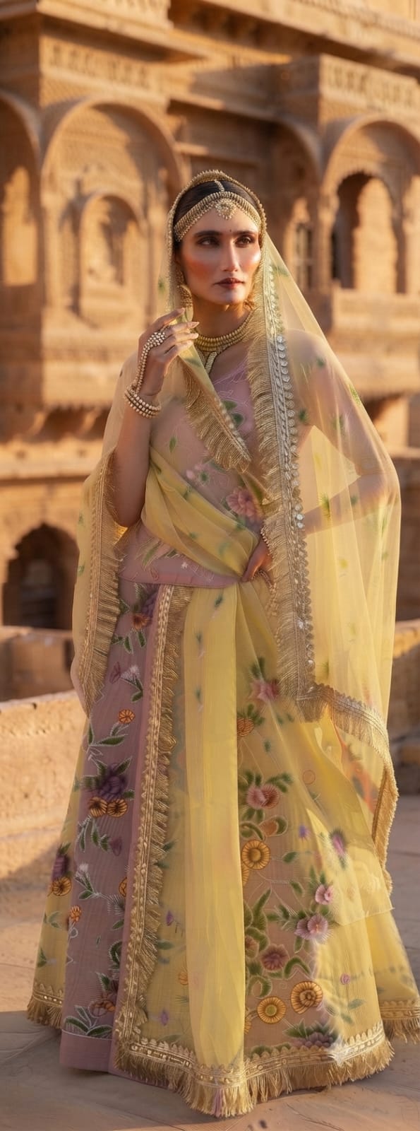 Royal Double-Tone Organza Rajputi Poshak with Pure Odhani ✨