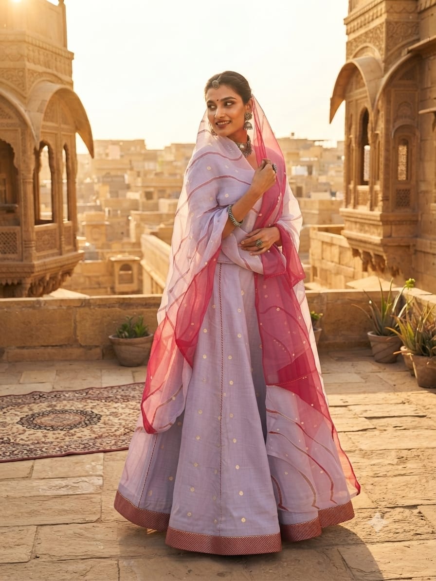 Premium viscous Organza Rajputi Poshak | Pyar Thakur Ji Odhani
