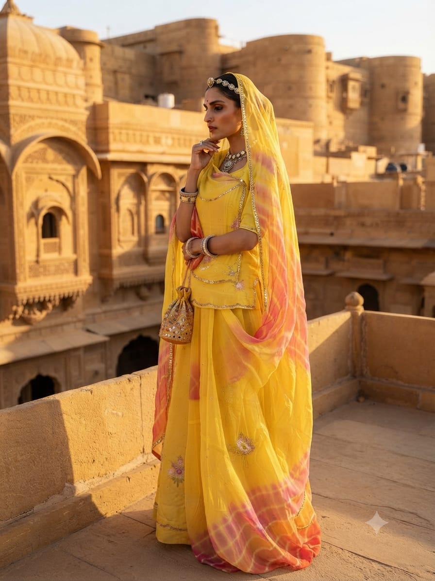 ✨ Royal Yellow Rajputi Poshak – Traditional Elegance ✨